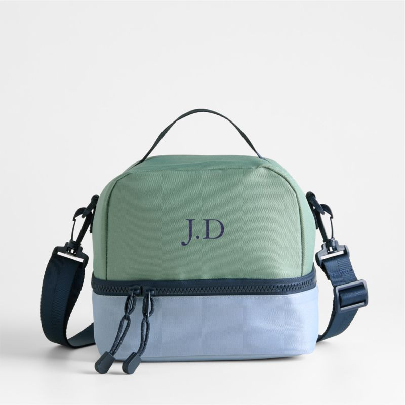 Dreamer Green and Blue Colorblock Dual Compartment Soft Insulated Kids Lunch Box + Reviews | Crat... | Crate & Barrel