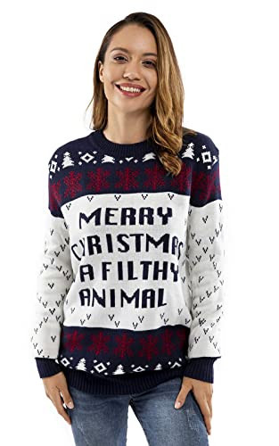Men`s Ugly Christmas Sweater Unisex Women`s Funny Novelty Santa Pullover for Party 18005-FE S | Amazon (US)
