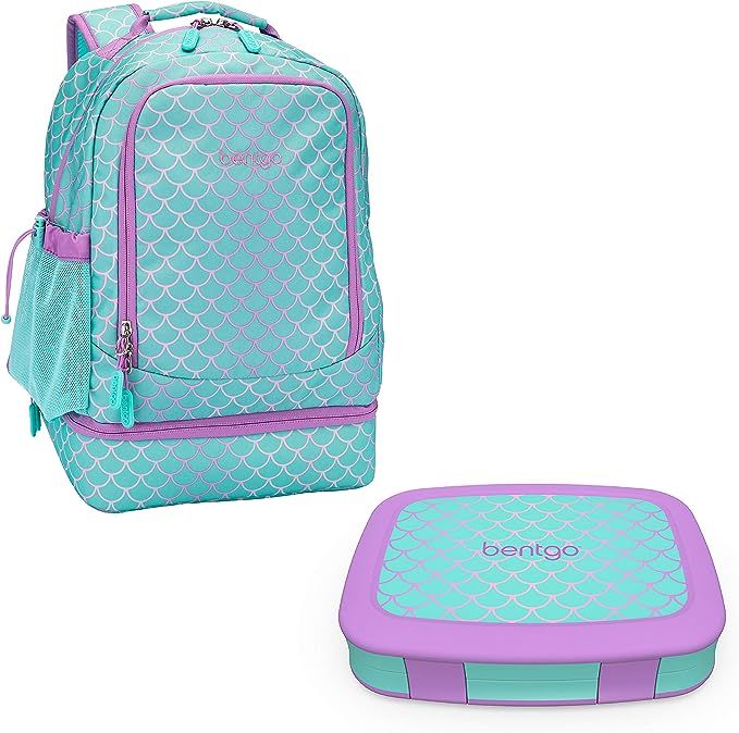Bentgo 2-in-1 Backpack & Insulated Lunch Bag Set With Kids Prints Lunch Box (Mermaid Scales) | Amazon (US)