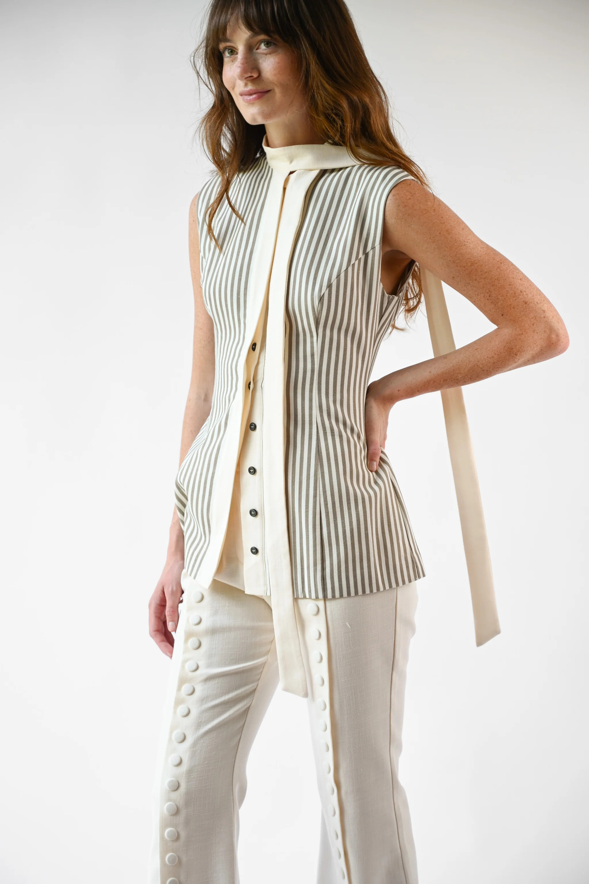 Lila Linen Scarf Top | Yellow The Label