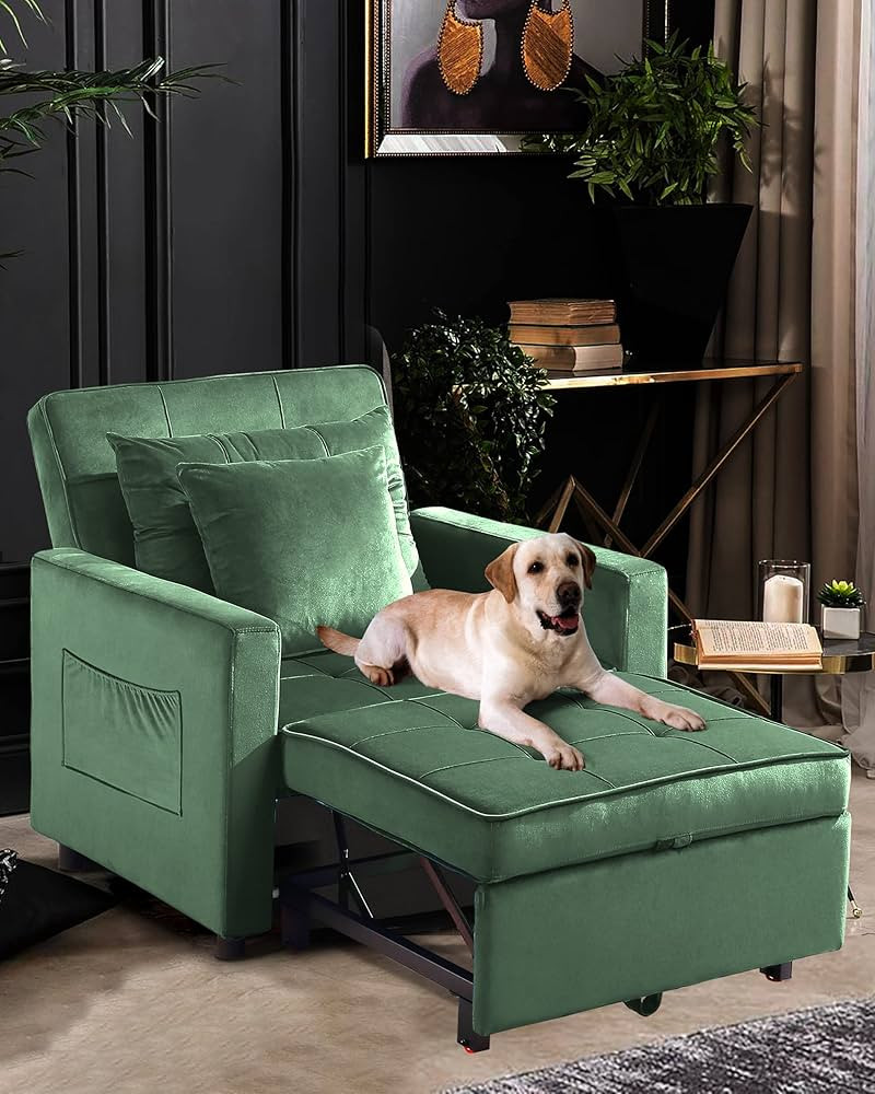 [UPDATED] Convertible Chair Sleeper Bed, Stepless Adjustable Backrest, Futon Chair Turns Into Bed... | Amazon (US)