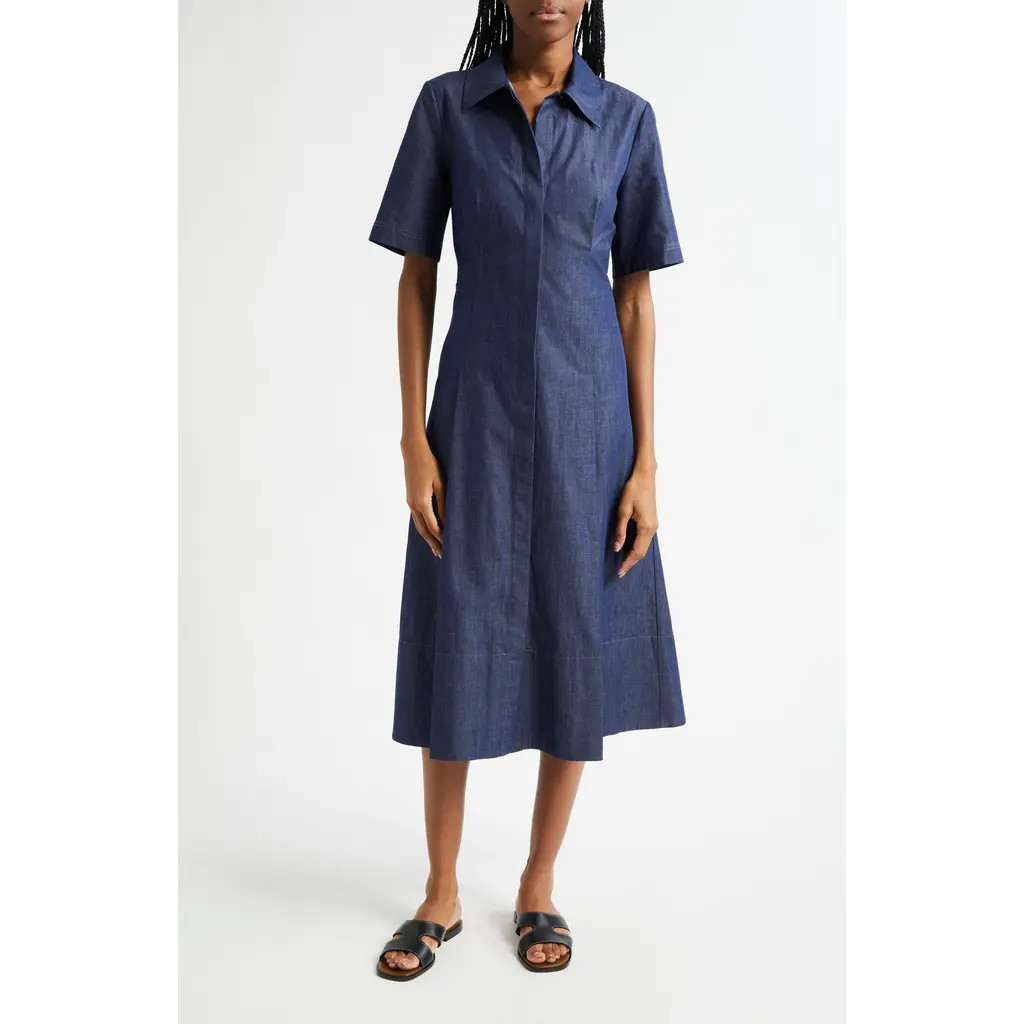 Vince Fit & Flare Denim Shirtdress in Deep Indigo at Nordstrom Rack, Size X-Large | Nordstrom Rack