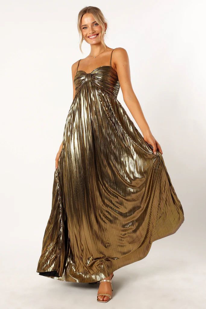 Kanthro Pleated Maxi Dress - Gold | Petal & Pup (US)