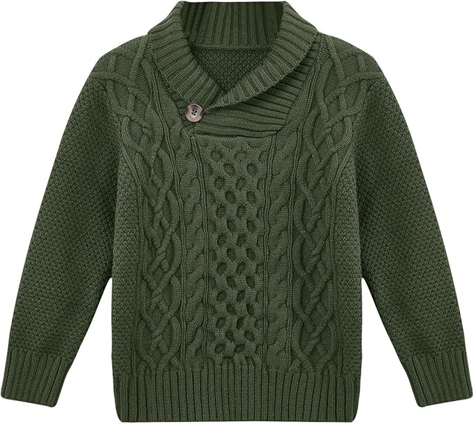 Makkrom Toddler Pullover Sweaters Shawl Collar Cable Knit Sweaters Long Sleeve Warm Outwear Sprin... | Amazon (US)