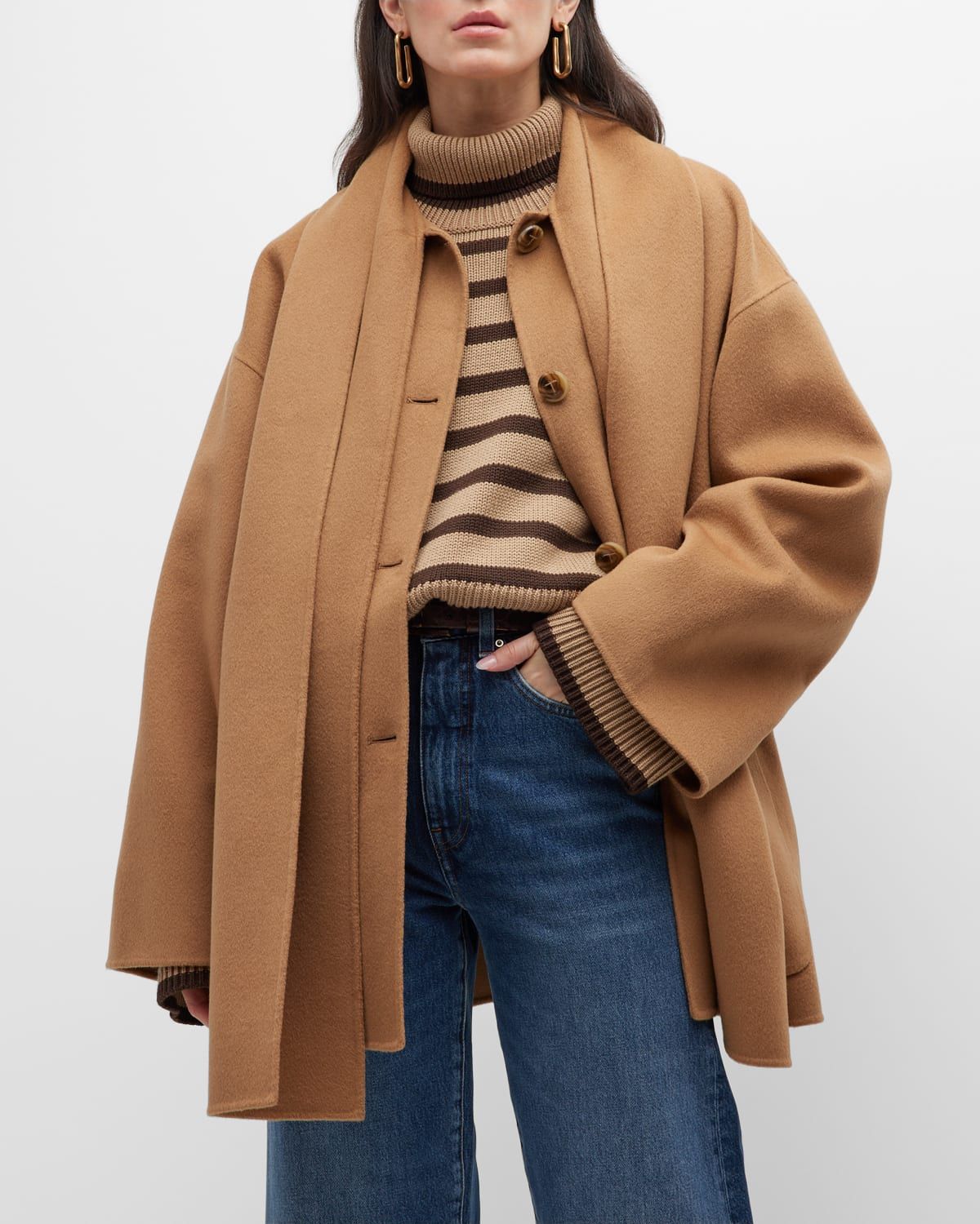 Double-Scarf Single-Breasted Wool Jacket | Neiman Marcus