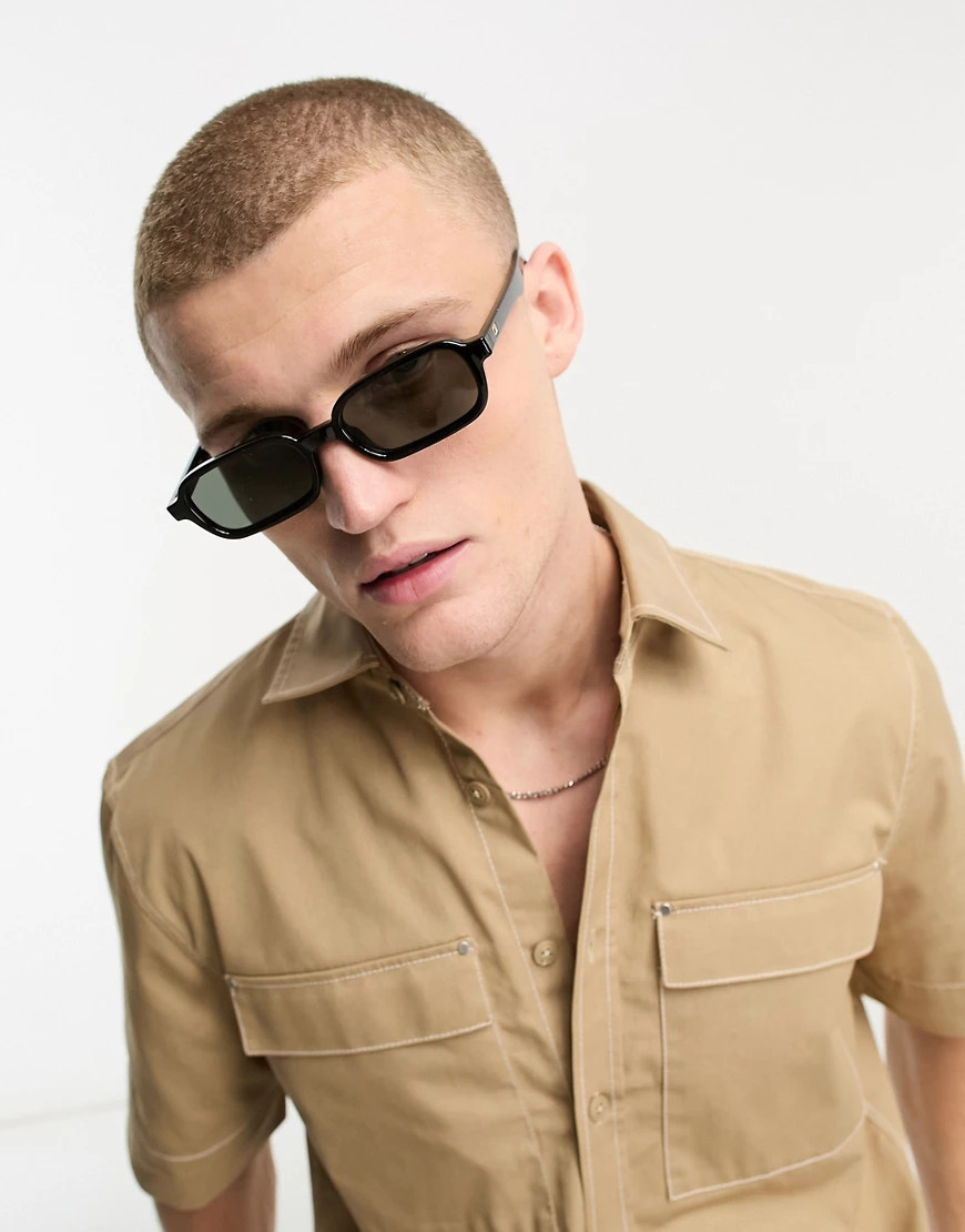 Le Specs pilferer sunglasses with green lens in black | ASOS (Global)
