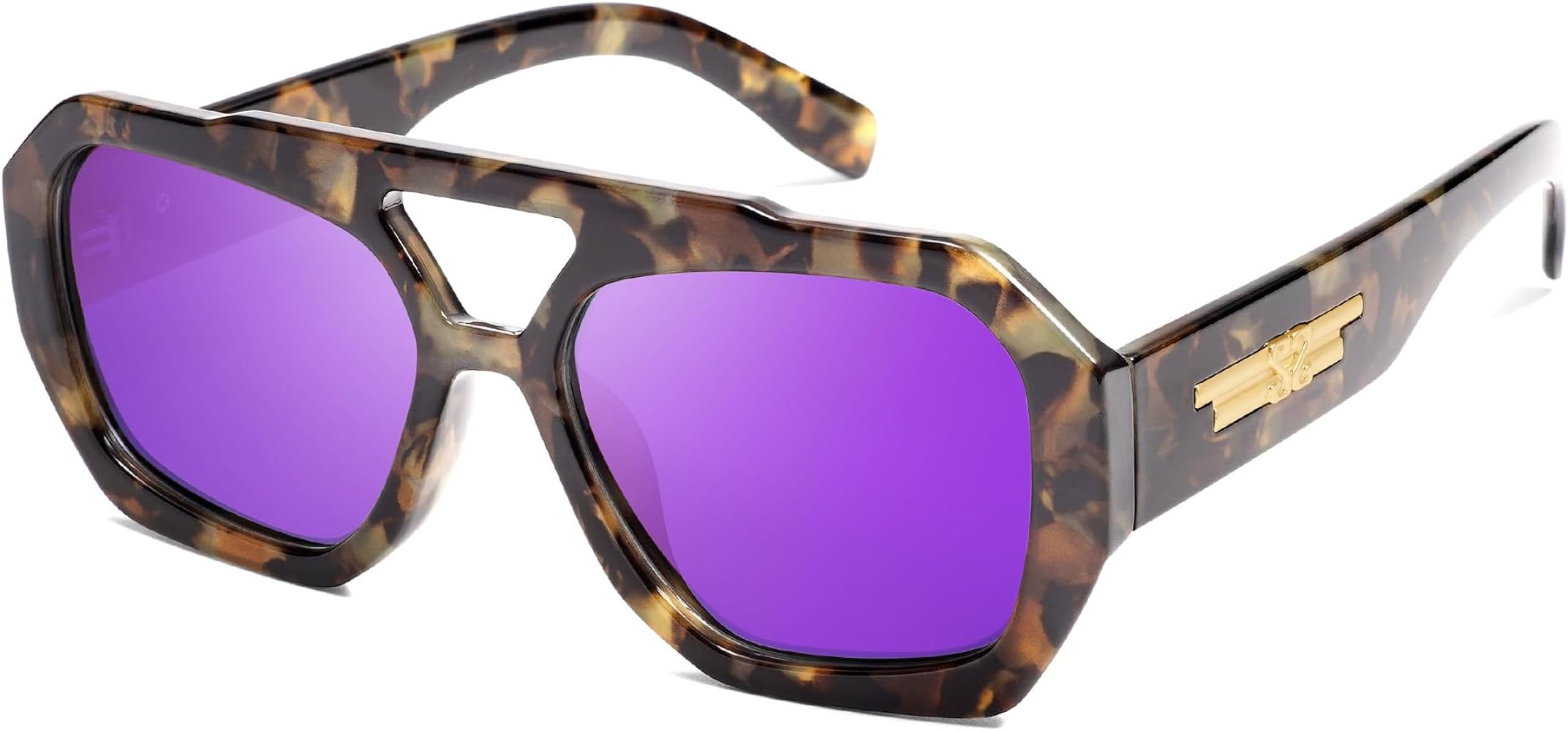 SOJOS Trendy Aviator Sunglasses for Womens Mens Polarized,Hexagonal Square Double Bridge Designer... | Amazon (US)