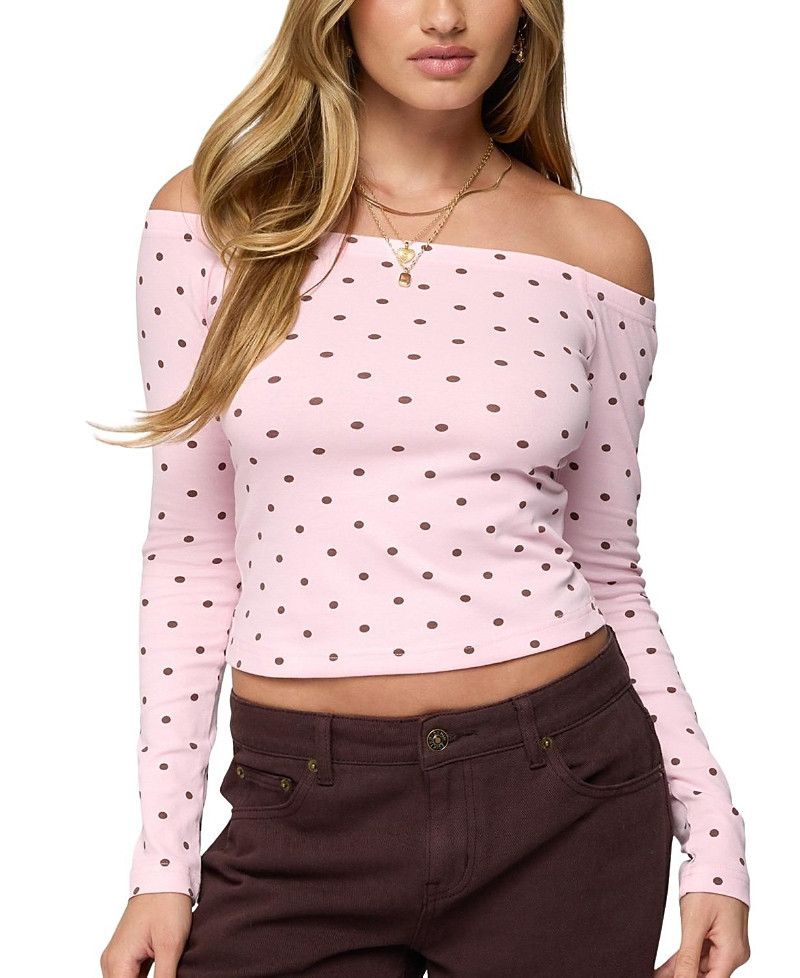 Edikted Leandra Off Shoulder Polka Dot Top | Bloomingdale's (US)