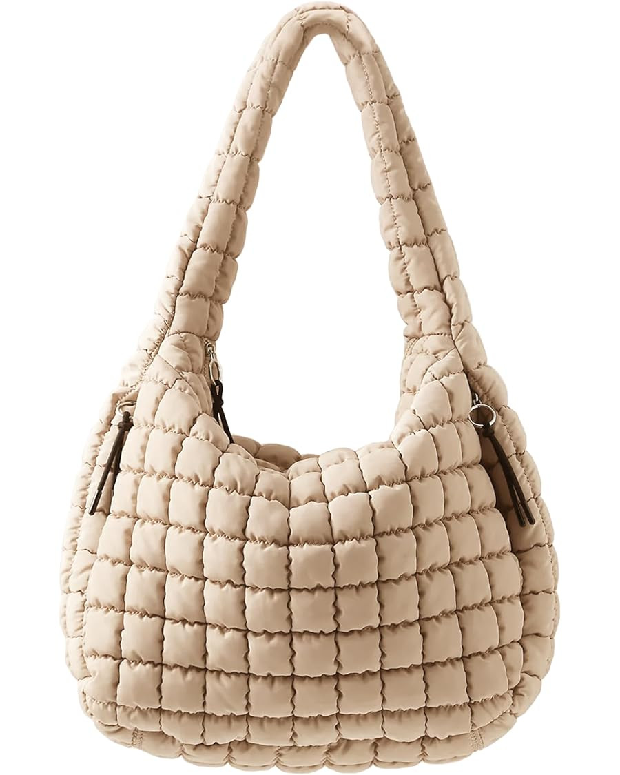 Puffer Quilted Shoulder Bag for Women Padding Shoulder Bag Puffy Hobo Bag Trendy Tote Bag 2025 | Amazon (US)