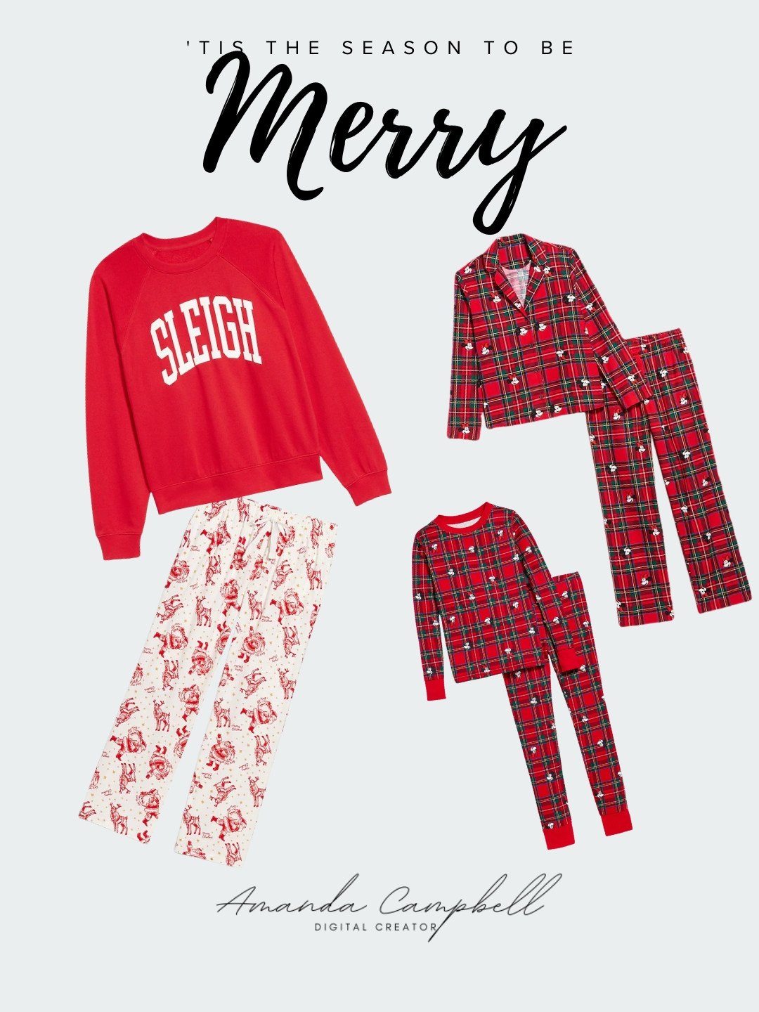 Matching pajamas, cozy mornings, and all the holiday magic ✨
These festive sets are giving main character Christmas energy — perfect for family photos, holiday movie nights, or just sipping cocoa by the tree 🎁

🎄 Shop all my fave holiday PJs, cozy sets, and Christmas jammies on my LTK: @mommyis_losingit

#LTKHoliday #LTKGiftGuide #HolidayStyle #ChristmasPajamas #MatchingPJs #CozySeason #HolidayOutfitInspo #LTKUnder100 #FestiveFinds #AmandaCampbellLTK #ChristmasAesthetic #HolidayCozy #FamilyPajamas 

 