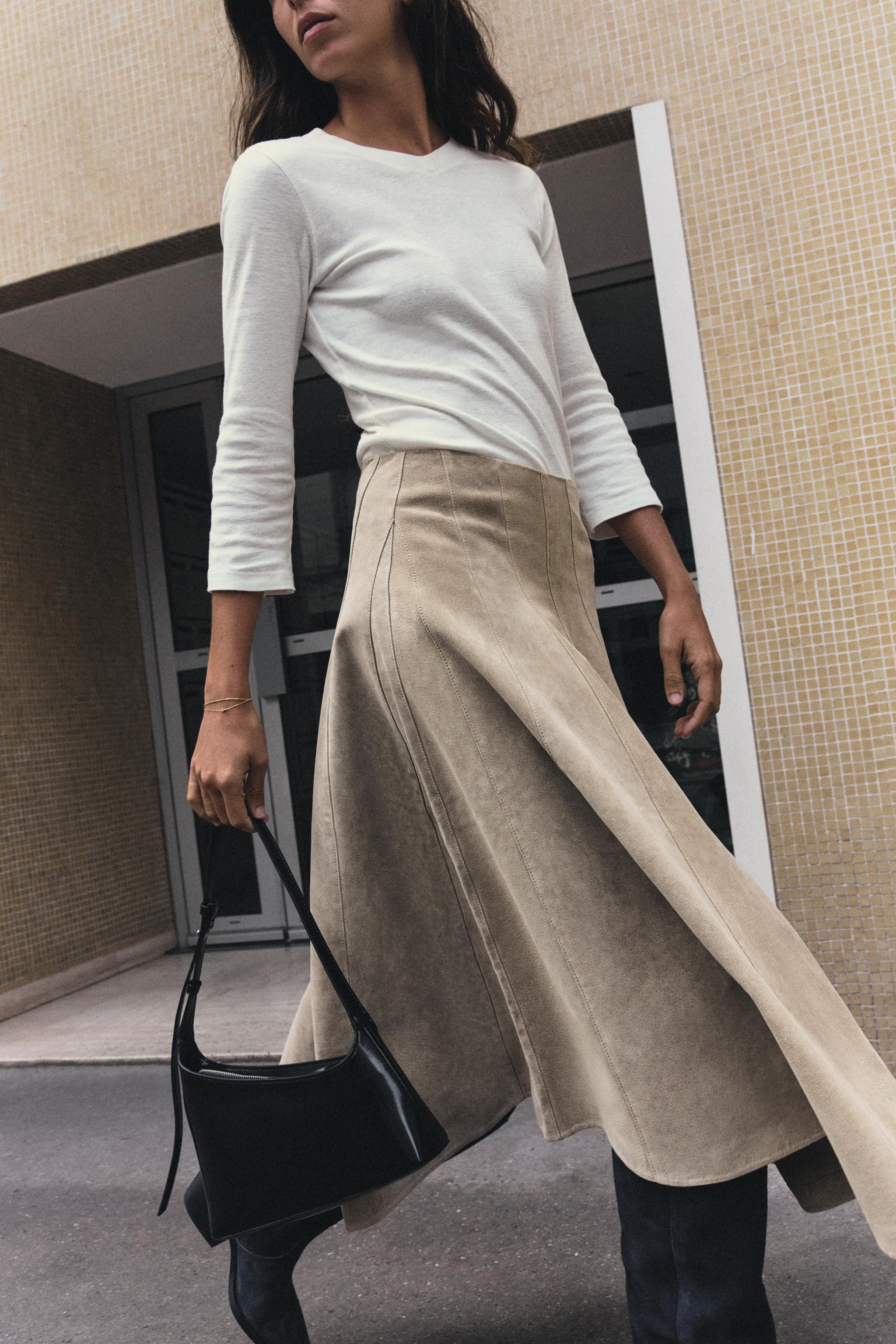 100% LEATHER MIDI SKIRT | Zara US