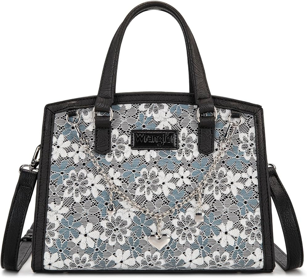 Wrangler Lace Tote Bag for Women, Medium Crossbody Top Handle Handbags Ladies Satchel Elegant Pur... | Amazon (US)