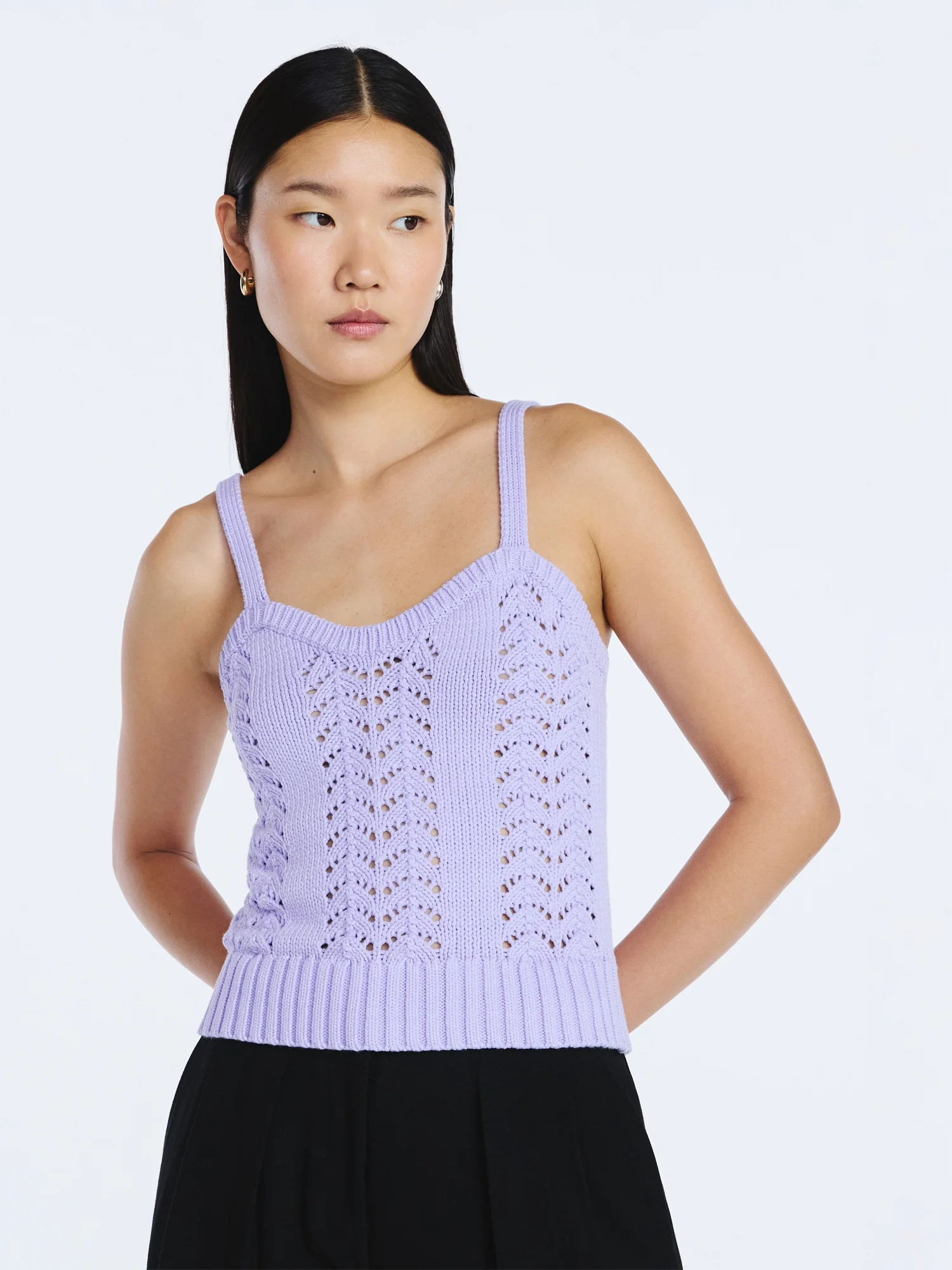 Scoop Women’s Crochet Sweater Tank Top with Sweetheart Neck, Sizes XS-4X | Walmart (US)