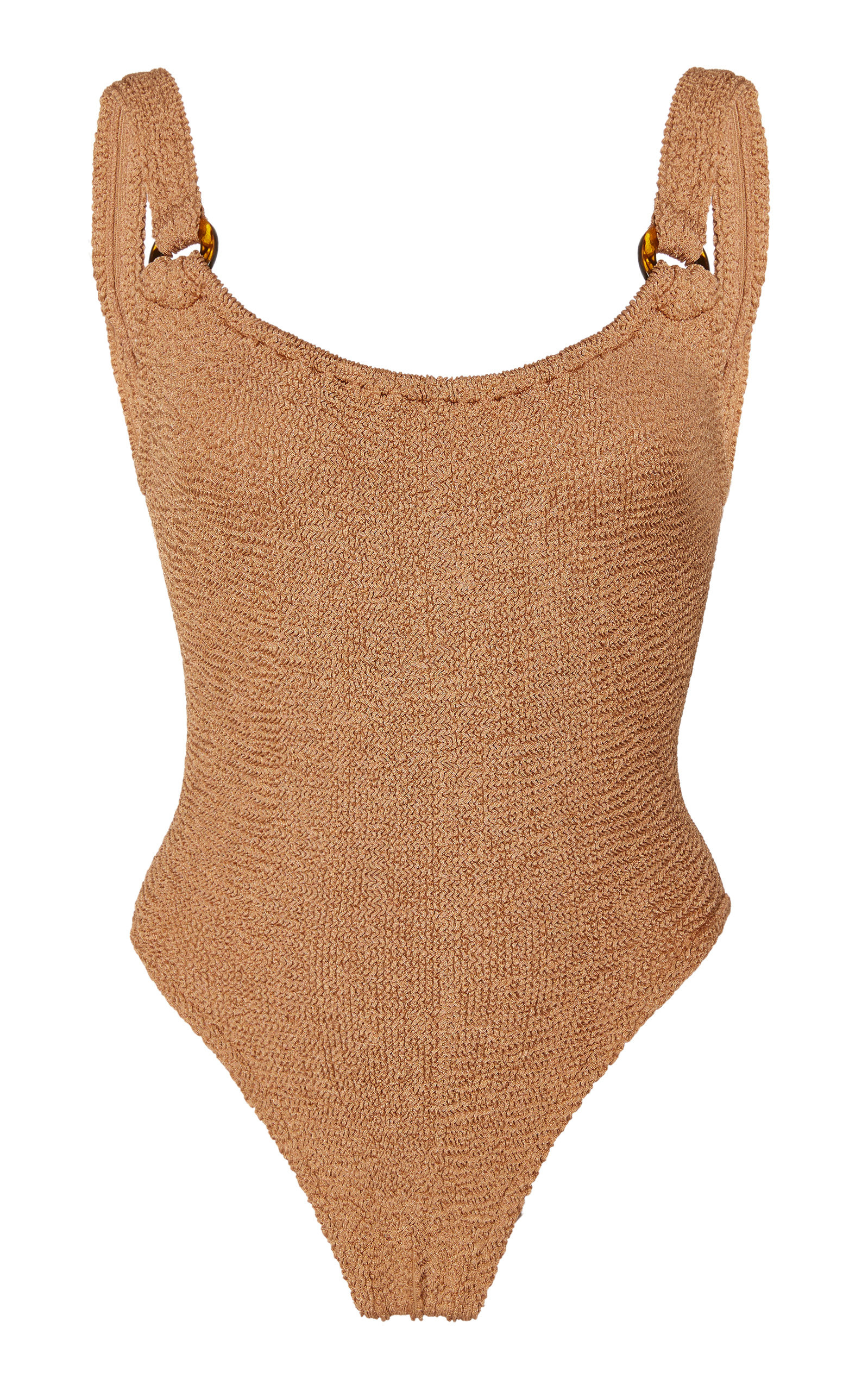 Hunza G - Women's Domino Seersucker Swimsuit - Brown - OS - Moda Operandi | Moda Operandi (Global)