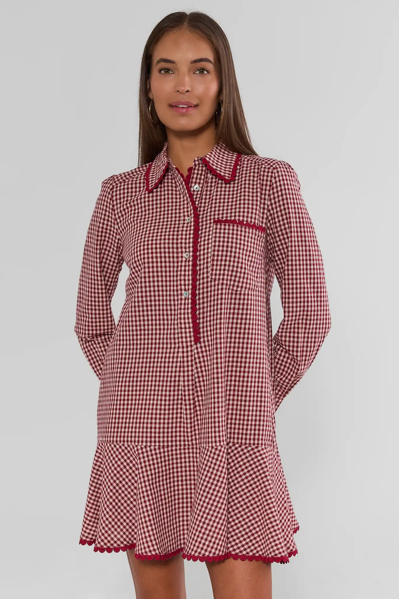 Meagan Red Gingham Drop Waist Dress | Avara