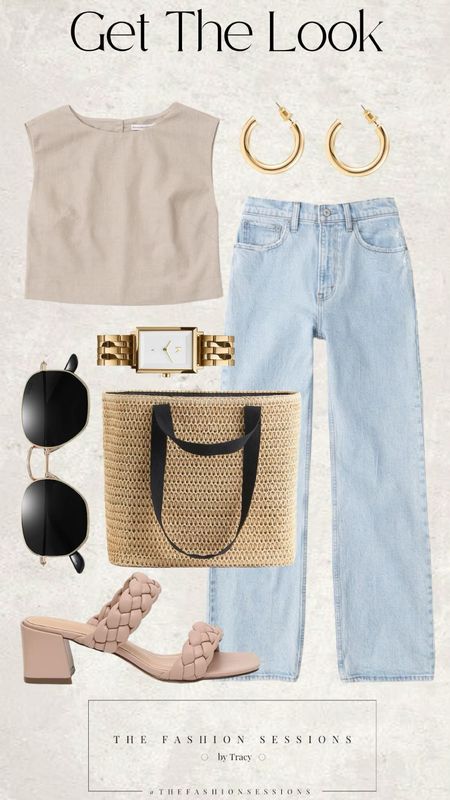 Summer Outfit | Neutral Outfit | Linen Top | Blue Jeans | Strappy Heel |

#LTKstyletip #LTKFind #LTKunder100
