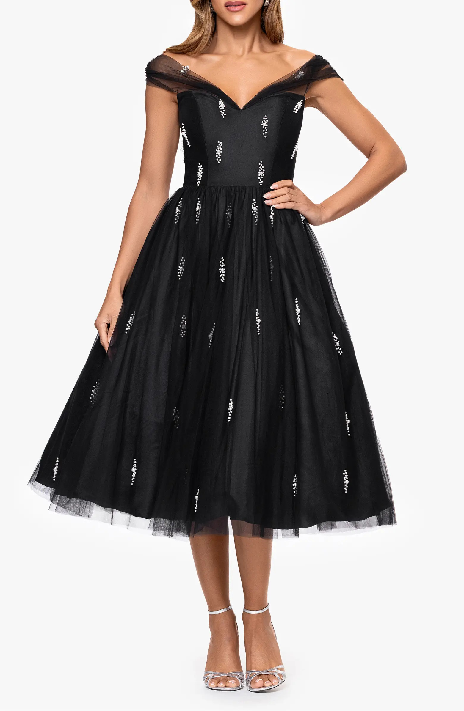 Betsy & Adam Embellished Tulle Cocktail Dress | Nordstrom | Nordstrom
