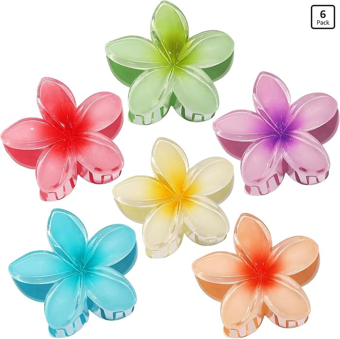 CHANDAT Flower Hair Clips 6 PCS Hawaiian Claw Clips for Vacation Hibiscus Hair Claw Clips Cute La... | Amazon (US)