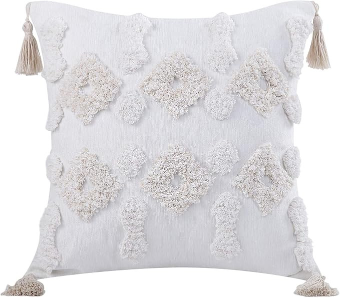 CAROMIO Decorative Throw Pillow Covers for Couch Sofa Bedroom Boho White Chenille Pillow Covers w... | Amazon (US)
