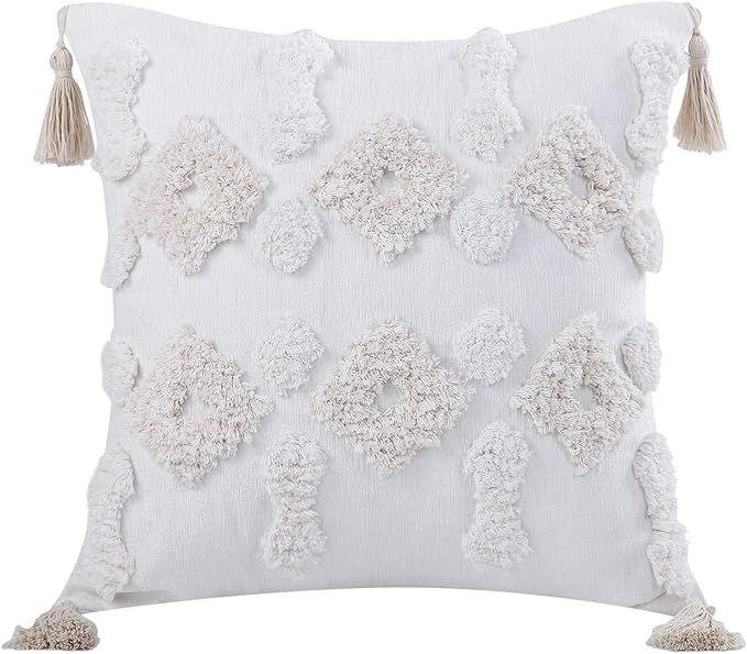 CAROMIO Decorative Throw Pillow Covers for Couch Sofa Bedroom Boho White Chenille Pillow Covers w... | Amazon (US)