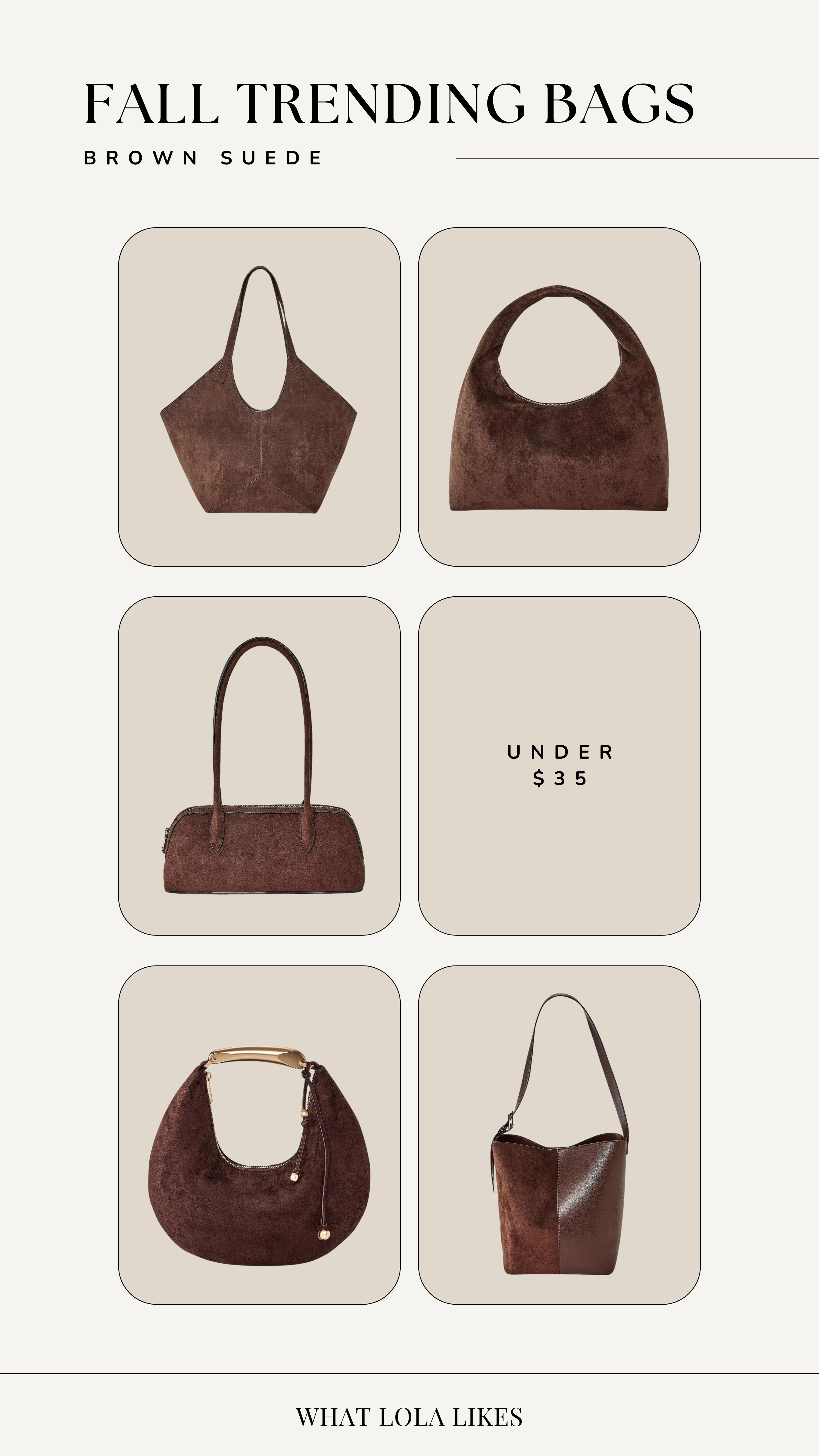 Brown suede bags are trending for the fall season! Here are some cute styles that are under $35.

Target, Target finds, brown suede bags, fall bags, fall styles, fall fashion 

 #LTKFindsUnder50 #LTKStyleTip #LTKItBag