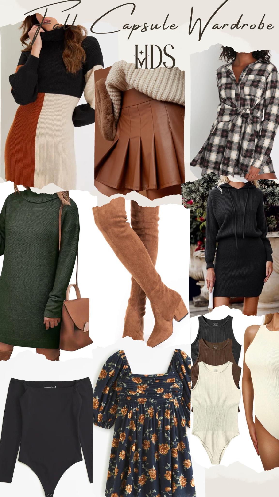 #The perfect fall capsule wardrobe 

Over the knee boots// plaid skirt// crop jacket //faux leather skirt// motojacket// black sock boots// booties// ankle boots// mini skirt// brown slim belt// black belt //sweater dress// hoodie dress// colorblock dress// shape wear// bodysuit// long sleeve turtleneck// fall looks //capsule wardrobe // brown skirts // brown boots // knee high boots 

#LTKmidsize #LTKstyletip #LTKSeasonal