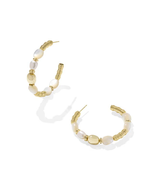 Melody Gold Beaded Hoop Earrings in Freshwater Cultured Pearl | Kendra Scott