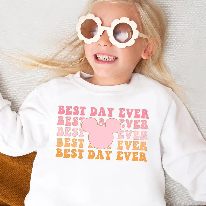 Best Day Ever Sweatshirt Mouse Ears Sweatshirt Toddler Crewneck Sweatshirt Kids Happiest Place Mo... | Etsy (Global)