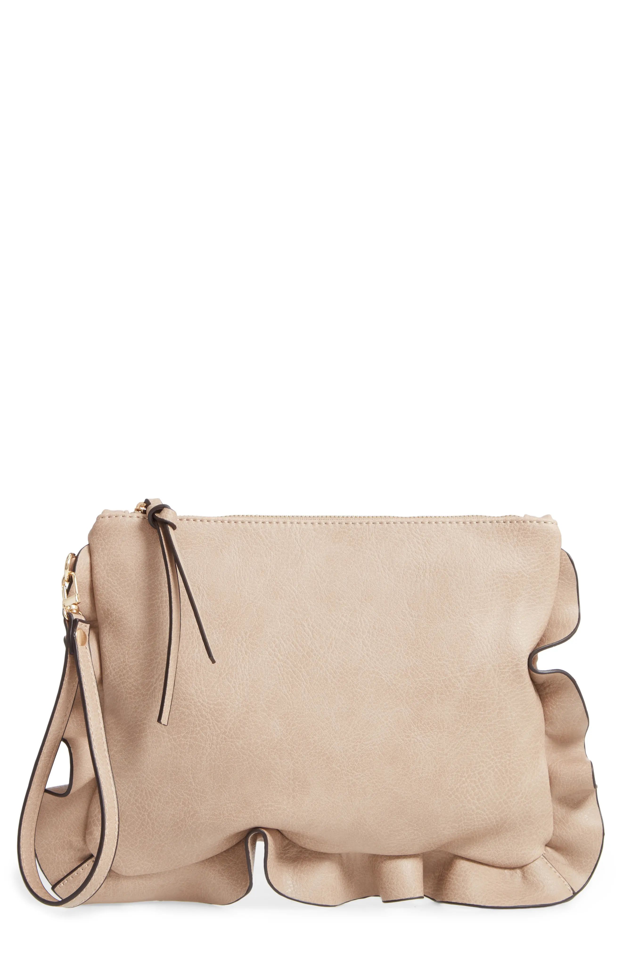 Sole Society Adelina Faux Leather Ruffle Clutch | Nordstrom | Nordstrom