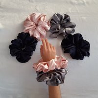 Satin Xl Scrunchies Pack, Oversized Scrunchies, Jumbo Navy Blue Scrunchie, Gray Pink Scrunchie | Etsy (US)