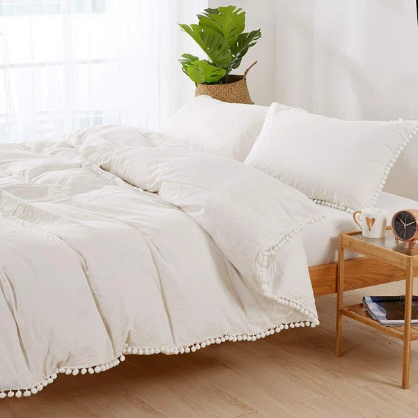 Duvet Cover_pompom Cotton Twill Duvet Cover Set | Wayfair North America