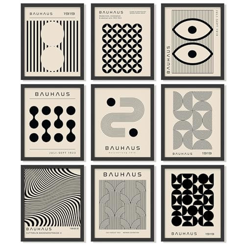 97 Decor Modern Bauhaus Poster - Mid Century Modern Wall Decor, Midcentury Geometric Wall Art, Bauhaus Abstract Wall Prints, Mid Century Artwork Minimalist Pictures For Bedroom (8x10 UNFRAMED) | Amazon (US)