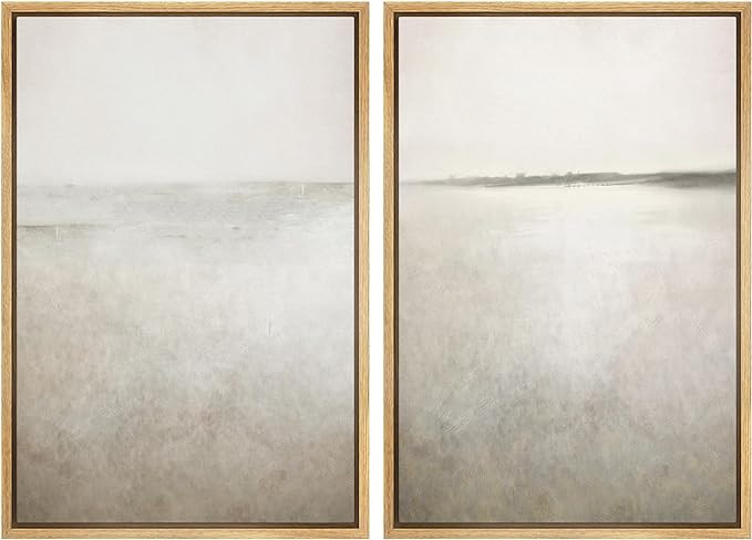 IDEA4WALL Framed Canvas Print Wall Art Set Abstract Sepia Ocean Wave Beach Landscape Nature Wilde... | Amazon (US)