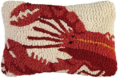 Artist-Designed Red Lobster Hand-Hooked Wool Decorative Throw Pillow - Marine Life Pillow for Cou... | Amazon (US)