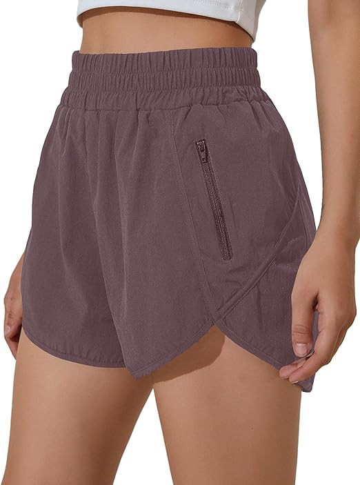 BMJL Women's Running Shorts Elastic High Waisted Shorts Pocket Sporty Workout Shorts Quick Dry At... | Amazon (US)