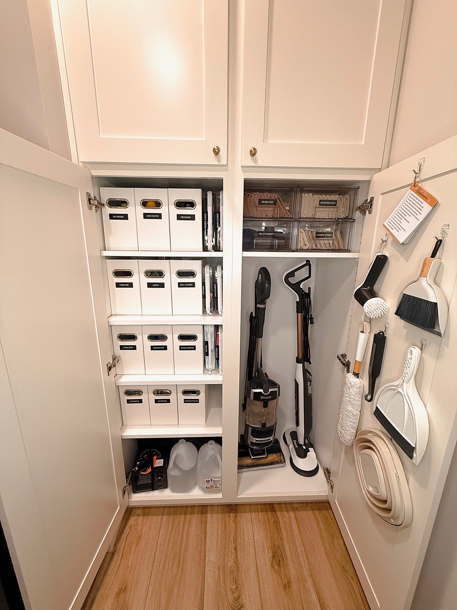 This cleaning cabinet setup makes weekly resets so much easier. Everything has a designated spot, labeled and easy to grab, which keeps clutter from piling up. Vertical storage for tools, clear bins for supplies, and slim organizers maximize every inch of space while keeping it visually calm. A functional home organization system that actually stays organized.


cleaning cabinet organization, utility closet organization, cleaning supply storage, organized cleaning closet, home organization ideas, cabinet storage solutions, cleaning tools storage, labeled storage bins, small space organization, decluttering home

#LTKmomlife #LTKSeasonal #LTKHome