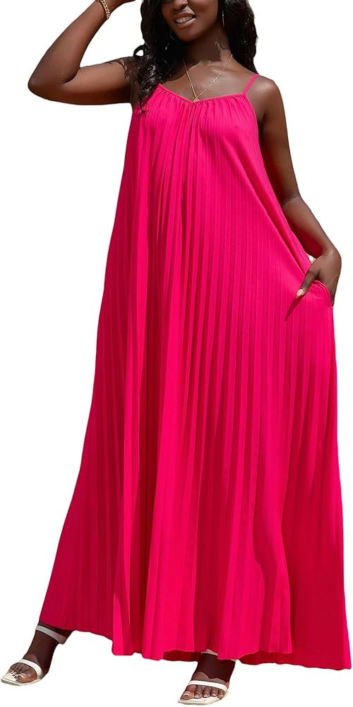 KINIKO Women's Summer Spaghetti Strap A-Line Dress – Casual Sleeveless Swing Style with Adjusta... | Amazon (US)