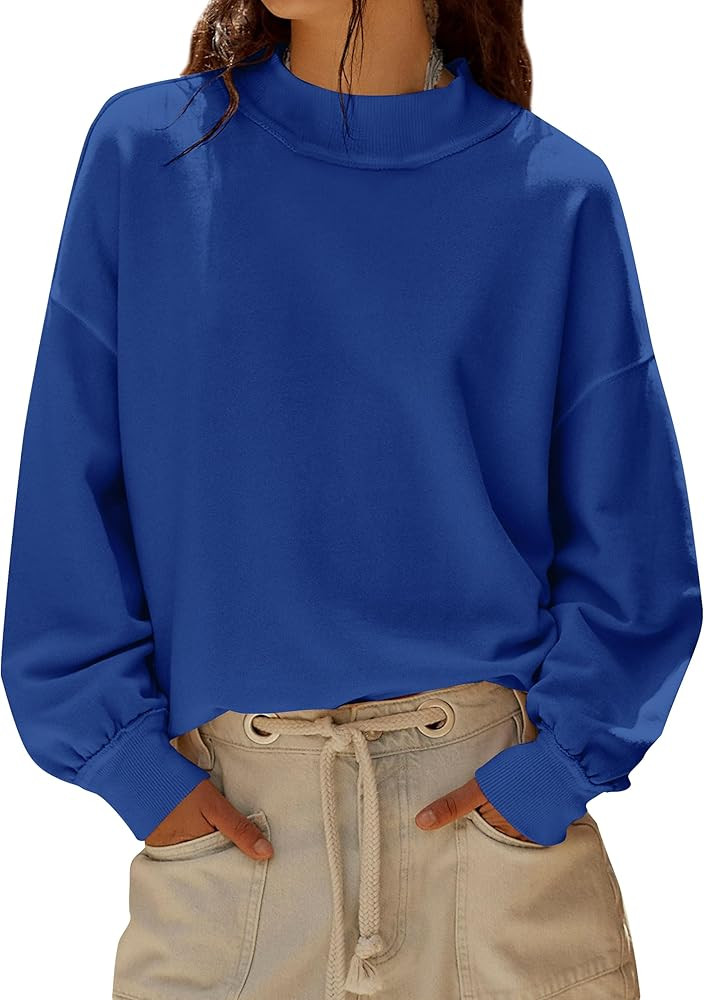 Mock Neck Sweatshirt for Women Oversized Turtleneck Long Sleeve Hoodies 2025 Fall Casual Drop Sho... | Amazon (US)