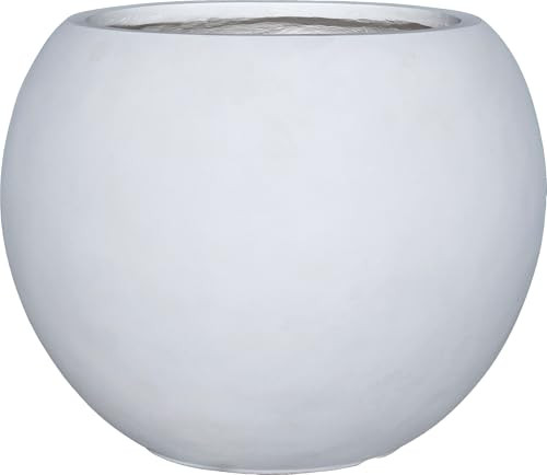 13.5 H x 17" Dia (12" Pot Opening) Round Fiberstone Planter with Drainage Hole, White, Indoor/Outdoor Large Plant Pot for Home Patio Garden, Ideal for Plants (White, 16in) | Amazon (US)