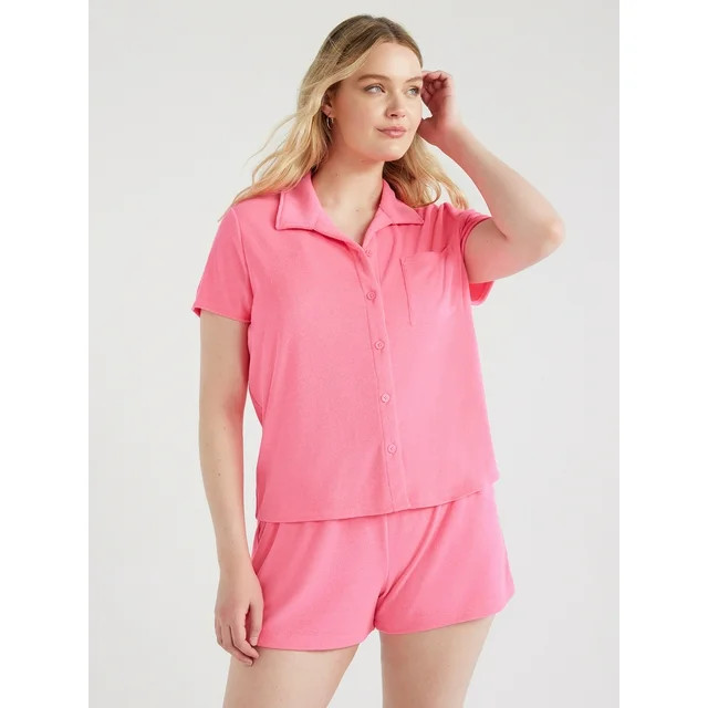 Time and Tru Women's and Women's Plus Terry Camp Shirt, Sizes S-2X - Walmart.com | Walmart (US)