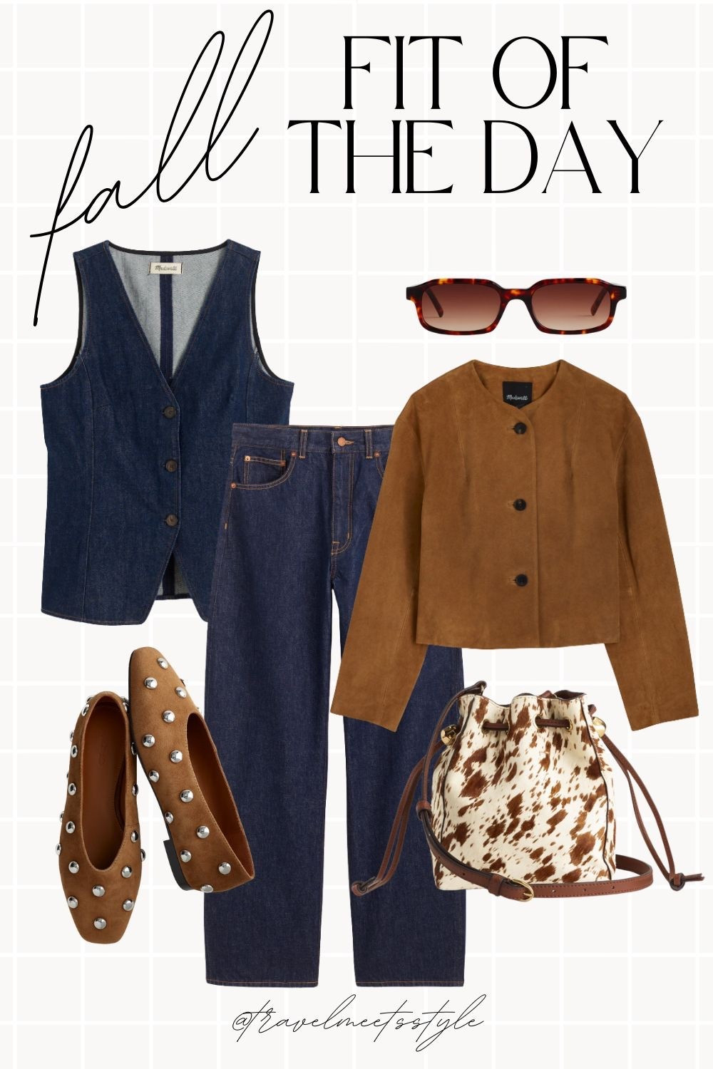 DAY 3 of fall fits I’m falling for rn 🍂 Currently obsessed with denim on denim (aka the Canadian tuxedo) and all things studded. Entire look is from Madewell! 



Fall outfits, fall fashion, fall outfit ideas, denim vest, balloon jeans, suede jacket, studded flats, cow print bag 

#LTKStyleTip #LTKxMadewell