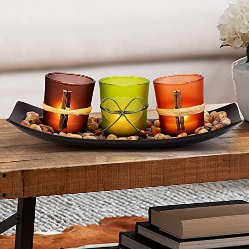DARJEN Candle Holders Tray Rocks, Home Decor Accents Gift Set, Natual Votive Candlescape Candle Hold | Amazon (US)
