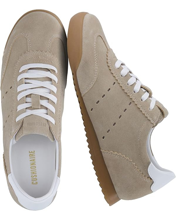 CUSHIONAIRE Tick Tock Women's Genuine Leather Lace-Up Casual Sneaker – Retro-Inspired Walking S... | Amazon (US)