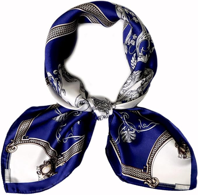 27.5'' Silk Feeling Scarf Medium Square Satin Head Neck Scarf for Women Hair Sleeping at Night | Amazon (US)