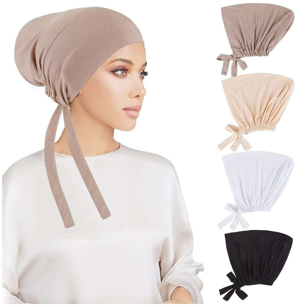 PHOGARY 4 Pcs Women Hijab Undercap, Islamic Muslim Under Hijab Cap Inner Under Scarf Hat Turban w... | Amazon (US)