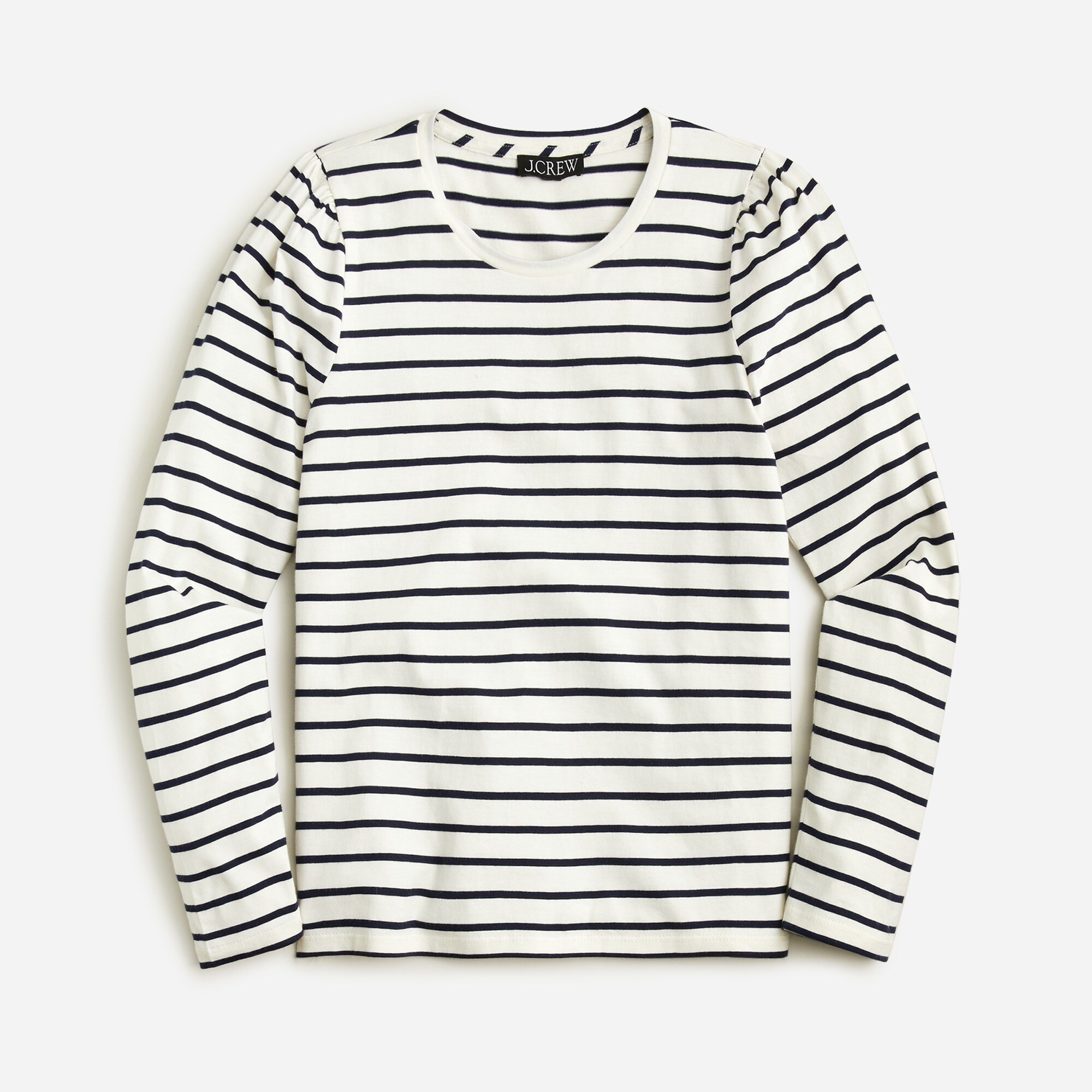 Puff-sleeve crewneck T-shirt in stripe | J. Crew US