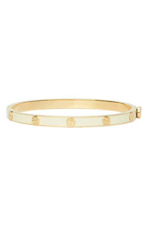 Tory Burch Miller Stud Enamel Hinge Bracelet in Tory Gold /New Ivory at Nordstrom, Size Medium | Nordstrom