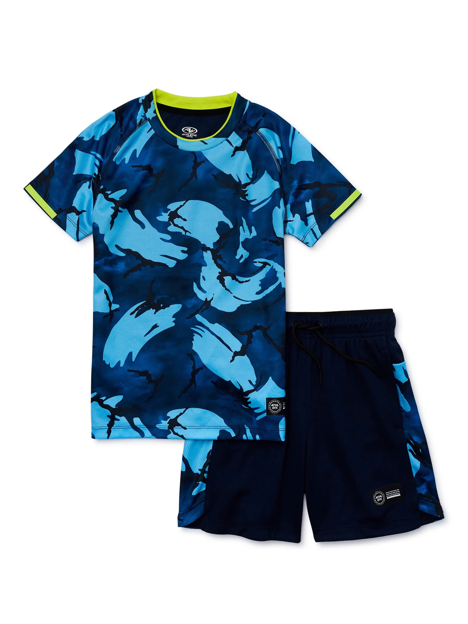 Athletic Works Boys Camo Printed Short Sleeve T-Shirt and Shorts Set, 2-Piece, Sizes 4-18 & Husky | Walmart (US)