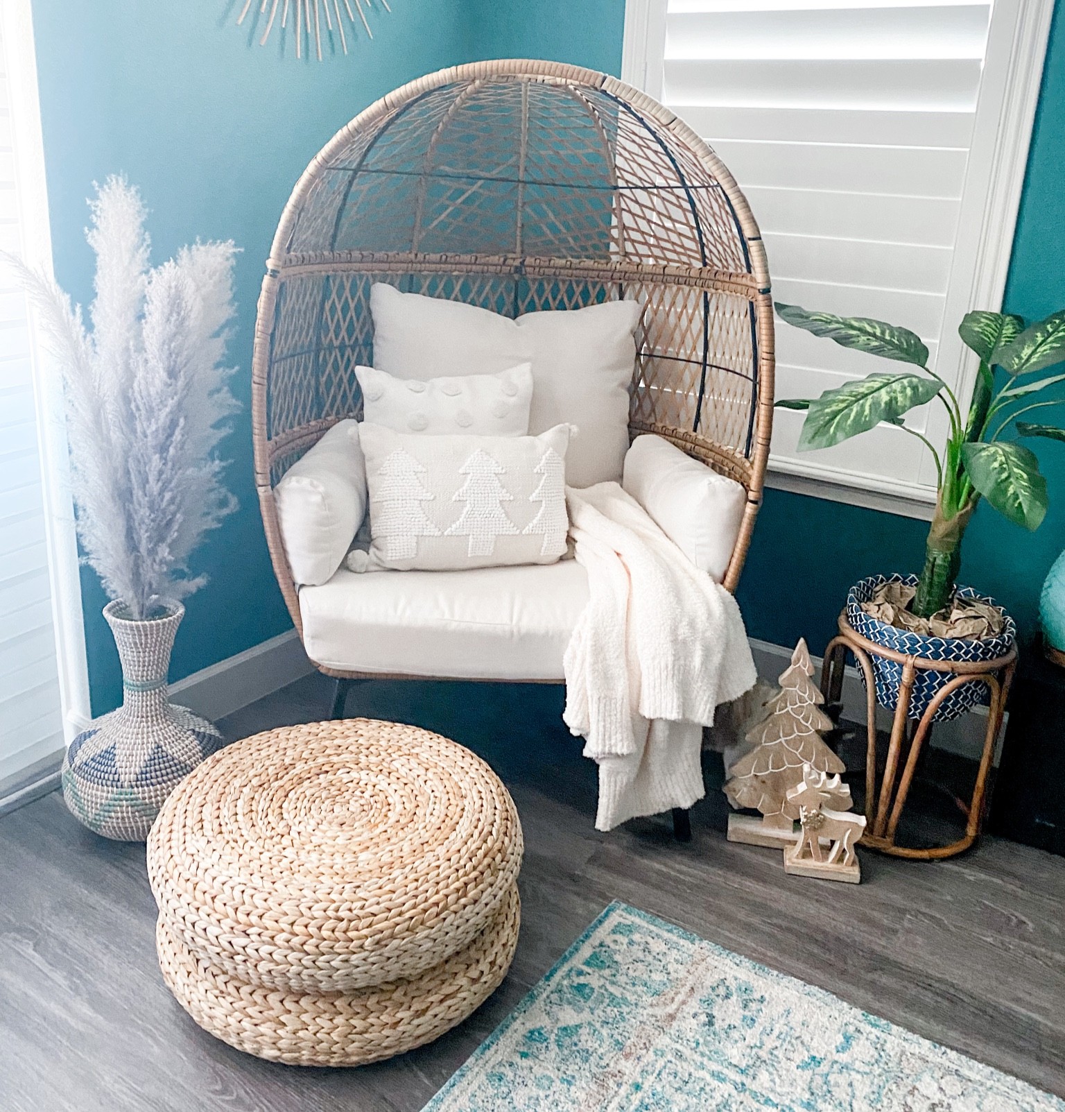 Neutral boho Christmas touches added a simple neutral pillow and wooden Christmas tree/deer

#christmas #christmasdecor #bohochristmas #neutralchristmas #eggchair #rattan #wicker  

#LTKhome #LTKstyletip #LTKHoliday