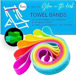 Towel Bands (6-Pack), Beach Pool & Cruise Chairs, Extra Durable, No Snapping, Cruise Ship & Beach... | Amazon (US)